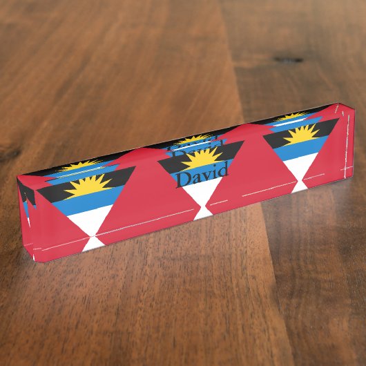 Plaque de bureau avec drapeau patriotique d'Antigu (Taille)