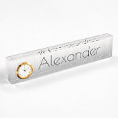 Plaque de bureau avec horloge/argent