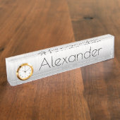 Plaque de bureau avec horloge/argent (Taille)