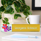 Plaque de bureau avec nom de fleurs d'Hibiscus