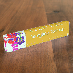 Plaque de bureau avec nom de fleurs d'Hibiscus