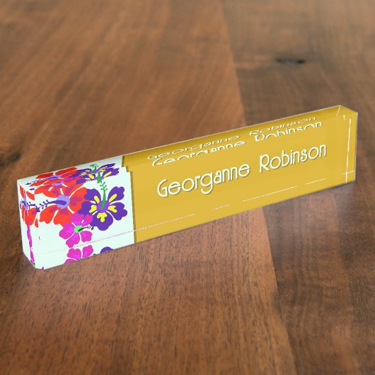 Plaque de bureau avec nom de fleurs d'Hibiscus (Taille)