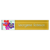 Plaque de bureau avec nom de fleurs d'Hibiscus (Devant)