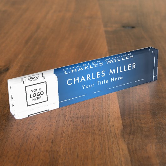 Plaque de bureau avec nom de logo d'entreprise pro (Taille)