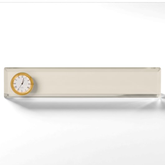 Plaque de bureau couleur blanc os avec horloge (Devant)