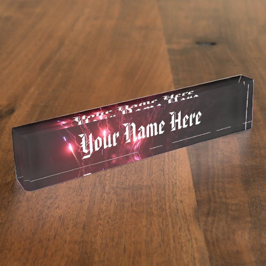 Plaque de bureau du nom Fireworks (Taille)