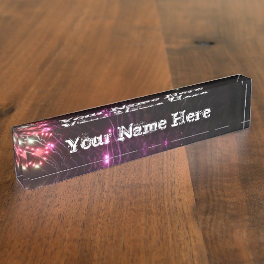 Plaque de bureau du nom Fireworks (Taille)