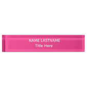 Plaque de bureau élégante blanc et rose avec nom p (Devant)