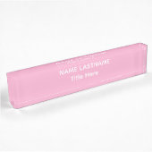 Plaque de bureau élégante blanc et rose avec nom p