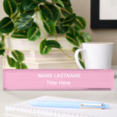 Plaque de bureau élégante blanc et rose avec nom p