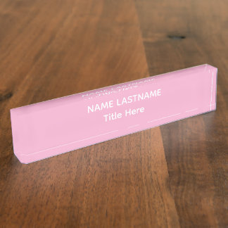 Plaque de bureau élégante blanc et rose avec nom p