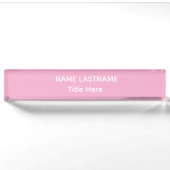 Plaque de bureau élégante blanc et rose avec nom p (Devant)