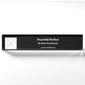 Plaque de bureau en acrylique noir paisible/parfai