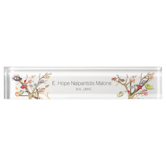 Plaque de bureau en acrylique Whimsy Birds (Devant)