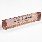 Plaque de bureau en bois rustique | Nom et titre p