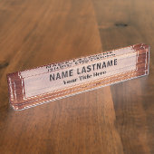 Plaque de bureau en bois rustique | Nom et titre p (Taille)