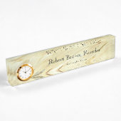 Plaque de bureau en marbre blanc avec horloge