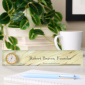 Plaque de bureau en marbre blanc avec horloge