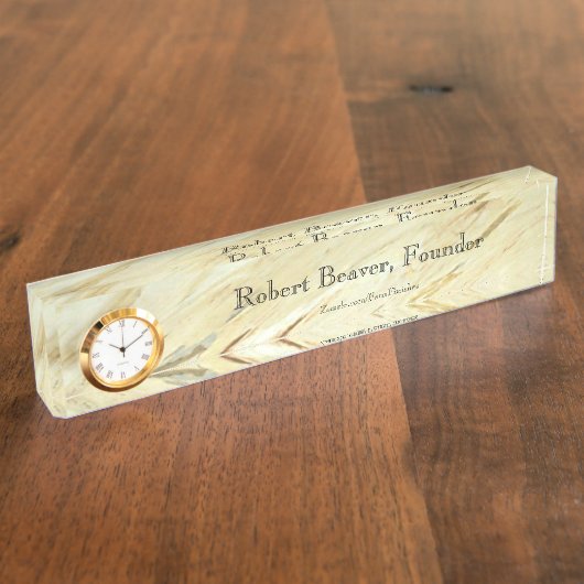 Plaque de bureau en marbre blanc avec horloge (Taille)