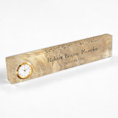 Plaque de bureau en marbre crème avec horloge