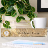 Plaque de bureau en marbre crème avec horloge