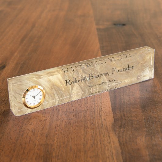 Plaque de bureau en marbre crème avec horloge (Taille)