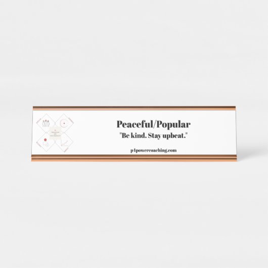 Plaque de bureau en or rose paisible/populaire (Devant)
