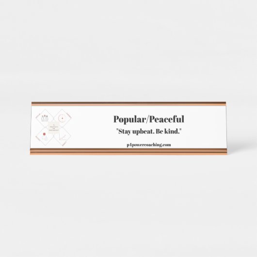 Plaque de bureau en or rose Populaire/ Paisible (Devant)
