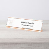 Plaque de bureau en or rose Populaire/ Paisible (Devant)