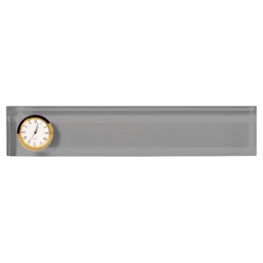 Plaque de bureau grise avec horloge (Devant)