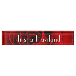 Plaque de bureau HAMbyWG - Rose rouge classique