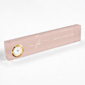 Plaque de bureau initiale de nom en rose blush Mon