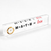Plaque de bureau Math Égal Amour Horloge