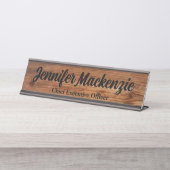 Plaque de bureau moderne en grain de bois rustique (Devant)