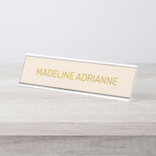 Plaque de bureau moderne personnalisée beige et or