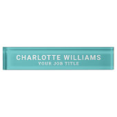 Plaque de bureau moderne sarcelle avec nom et titr (Devant)