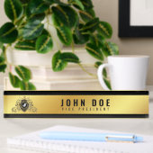 Plaque de bureau Noir Or avec Monogramme