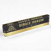 Plaque de bureau Or-Noir avec monogramme