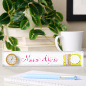 Plaque de bureau Papillon Blanc Rose