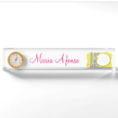 Plaque de bureau Papillon Blanc Rose (Devant)