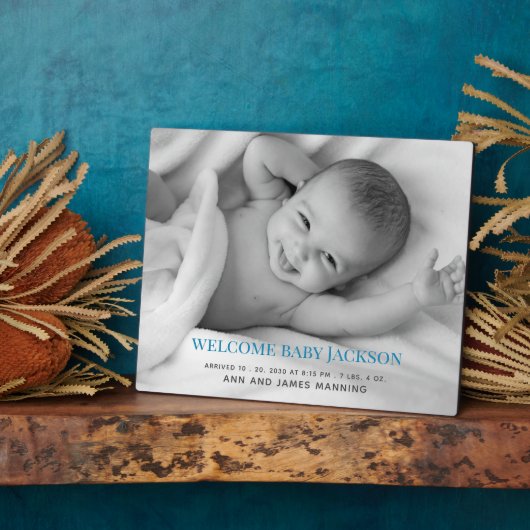 Plaque de bureau personnalisée avec photo de bébé (Côté)