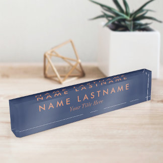 Plaque de bureau personnalisée bleu marine minimal