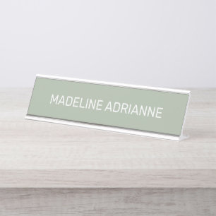 Plaque de bureau personnalisée moderne en sauge et