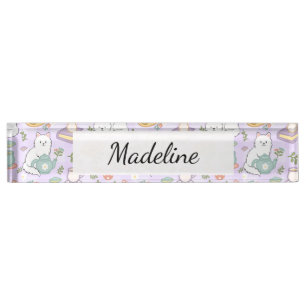 Plaque de bureau personnalisée Tea & Bookish Cats