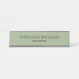 Plaque de bureau personnalisée vert sauge minimali