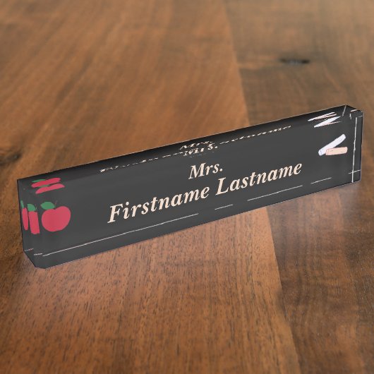 Plaque de bureau pour enseignant – Noir personnali (Taille)