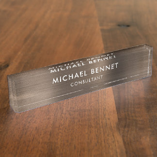 Plaque de Bureau Professionnel en Métal Bronze Bru