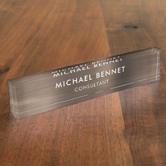 Plaque de Bureau Professionnel en Métal Bronze Bru (Taille)