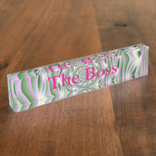 Plaque de bureau rose et vert Vortex