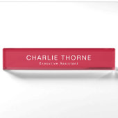 Plaque de bureau rouge de Noël avec nom et titre (Devant)